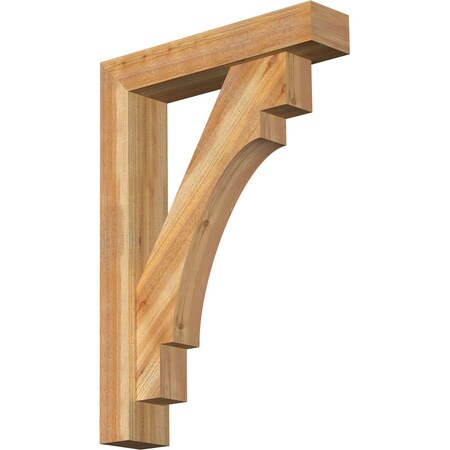 Ekena Millwork Merced Block Rough Sawn Bracket w/ Offset Brace, Western Red Cedar, 6"W x 28"D x 40"H BKT0604X28X40MRC05RWR
